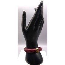 Vintage Avon Deco Revival Bracelet, Autumn Burgundy Hinged Clamper Lucite Bangle - £19.70 GBP