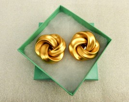 Clip On Earrings, Large 3-Loop Gold Tone Knots, Vintage Fashion Jewelry,... - £10.14 GBP