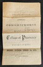 1879 Antique Maryland College Of Pharmacy Program Commencement - £96.76 GBP