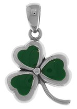 Jewelry Trends Celtic Lucky Clover Shamrock Sterling Silver Pendant Green - £33.86 GBP