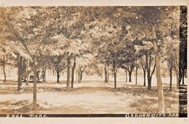Garden City Kansas~Park &amp; Gazebo View~Real Photo Postcard - £4.62 GBP