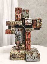 Western Christian Bible Scripture Friendship Faith Hope Love Grace Desktop Cross - £31.34 GBP
