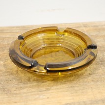 Vintage Amber Glass Ashtray Round 4.5 Inches Across Nice - £11.19 GBP