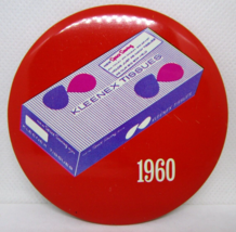 Vintage Button Pin Back Kleenex Tissues 1960 3&quot; Red 1968 - £6.10 GBP