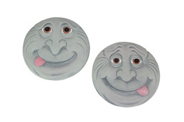 Set of 2 Silly Garden Gnome Cement Stepping Stones 10.25 Inch Diameter - £31.56 GBP