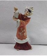 Porcelain Geisha Figurine Holding Lantern Outfit Made Of Velvet With Gol... - $29.70