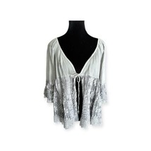 Handmade In Italy Cotton Gray Lace Bohemian Tie Front Cardigan Women Siz... - $22.91