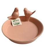 Pink Ceramic Bird Bath Feeder 2 Birds New - $309.25 MXN