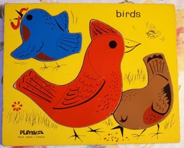 Vintage Playskool Birds 3 Piece Wooden Jig Saw Puzzle No. 155-19 - $13.98