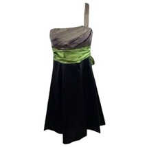 Speechless Dress One Shoulder Taupe Green Black Lined Junior Size 7 Stretch - £14.77 GBP