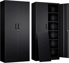 Yizosh Metal Garage Storage Cabinet With 2 Doors And 5 Adjustable Shelve... - $3,492.30 MXN