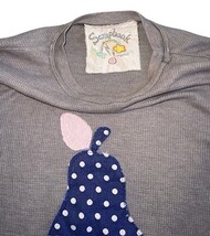 Vintage Scrapbook Thermal Top Small Gray Waffle Knit Pear USA Cute image 7