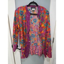 Vintage Carole Little Shirt Jacket 10 Floral Patchwork Boho Festival Blouse - $39.00