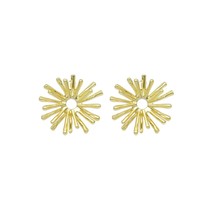 Gold Dandelion Flower Sunburst Stud Earrings, Sku#LX725 - $5.90