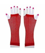 BW-3008 Red Fishnet Fingerless Gloves Gogo Dancer Rave Raver Wear - $201.20 MXN
