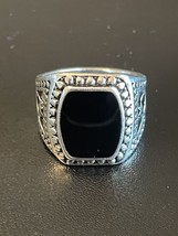 Woman Natural Black Obsidian S925 Sterling Silver Ring Size 6 - $14.85