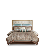 12 Piece Comforter Set With Cotton Bed Sheets Blue Brown Full - $447.57 CAD