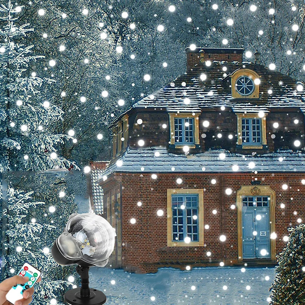Snowfall LED Lights Christmas Snowflake Projector Lamp Waterproof Remote Snow Fa - £174.37 GBP