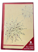 American Greetings Christmas Holiday Cards 16 Cards Envs Gold Snowflakes - $28.72 CAD