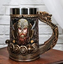 Viking Skull Berserker Warrior Wearing Horned Helmet Axes And Shields Coffee Mug - £39.95 GBP