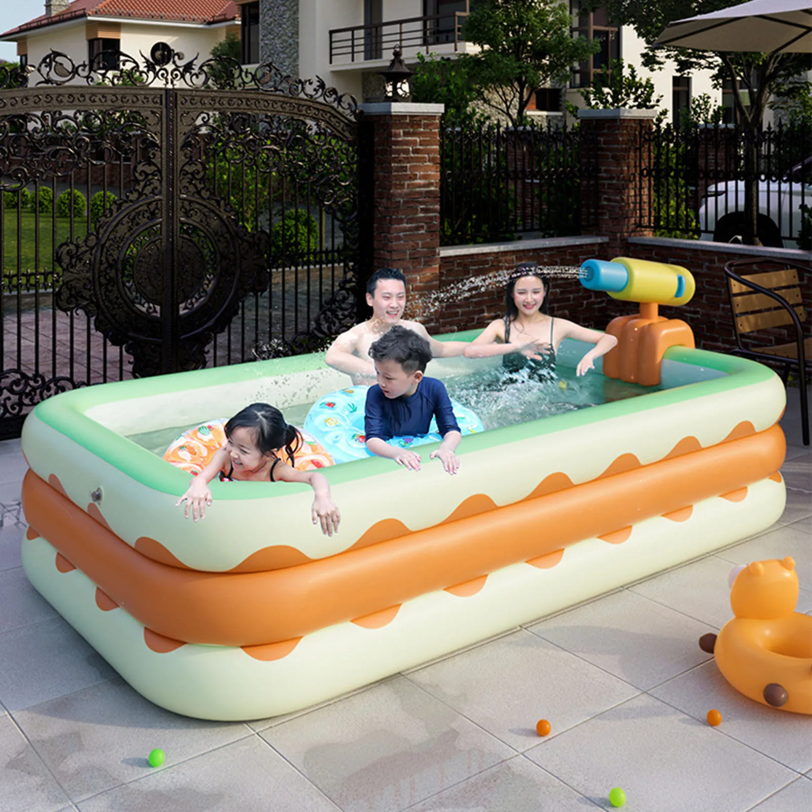Summer Inflatable Swimming Pool 3 Layers Foldable PVC Blowing Swimming Pool - £44.74 GBP+