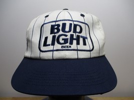 Vintage Bud Light Beer Pinstripe Snapback Baseball Cap Made in USA Old stock - £22.55 GBP