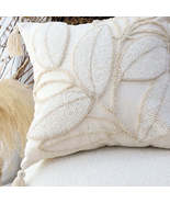 SOGA 2X 45cm Luxe Cream Quilted Pillow Covers with Tassel for Elegant so... - $95.63 CAD