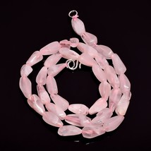 Natural Rose Quartz Gemstone Fancy Smooth Beads Necklace 17&quot; UB-3508 - £8.59 GBP