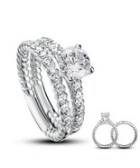 2Ct Created Diamond 2-Pcs Bridal Set Wedding Engagement Ring 14k White G... - £75.45 GBP