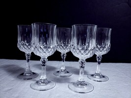 Vtg Cristal d&#39; Arques 4 5/8&quot; Crystal LONGCHAMP Cordial Glasses 2 Oz ~ Set of 5 - £22.70 GBP