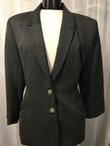 Tahari Women&#39;s Blazer Gray Pleated Lined Pure Wool Stretch Blazer Size 8 - £36.82 GBP