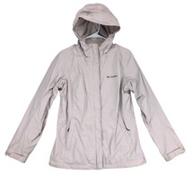 Columbia Omni-Tech Women&#39;s M Full Zip Beige Hooded Windbreaker Jacket Go... - $20.00