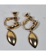 Vintage Napier Screw Back Earrings Gold Tone 1 Inch Drop Dangle - $8.50