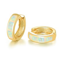 CiNily Multi-color Optional Opal Rose Gold Color Silver Plated Hoop Earrings for - £15.79 GBP