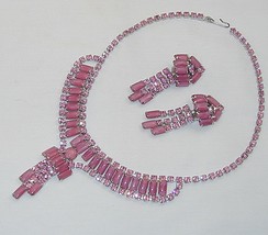 Vin Heavily Jeweled Pink Rhinestone &amp; Cabochon Necklace &amp; Earrings Estat... - $150.00