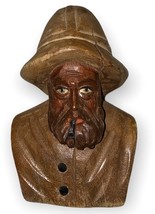 Antique Hand Carved Small Wood Sailor w/ Pipe Bust - $12.45