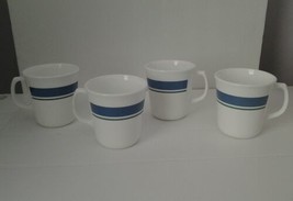 Lot of 4 Jennie Corning Mugs with Green and Blue Bands - £12.46 GBP