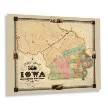 1845 Iowa Map Poster Showing Territory Occupied by Indians of North America - £31.31 GBP+
