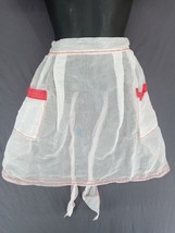 VTG MCM Sheer White Red Thread Nylon Kitchen Baking Cooking Half Apron 2... - $9.50