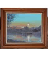 Madison Wisconsin skyline From the Lake Original Framed Painting by J Ca... - $108.11 CAD