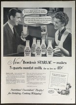 Vintage 1951 Borden's Starlac Nonfat Milk Full Page Original Ad 823 - $6.92