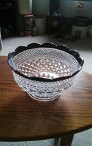 Large Vintage Pressed Glass Fruit Punch Bowl Silver Top Rim Beautiful 9.75&quot; - £39.49 GBP