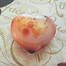 Carved Chalcedony  Agate Heart, 2 Inches Handmade Carnelian - £11.15 GBP