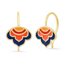 Jessica Elliot women&#39;s enameled lotus ear wire earrings in Vermeil/Reds - size - £47.67 GBP