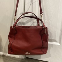 Authentic Coach Red Leather Handbag Shoulder Strap Purse E1592 35983 - £69.61 GBP