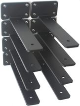 8 Pack - 8 Inch Black Hidden L Shelf Bracket (1/5 Inch Thick) Metal  - £35.66 GBP