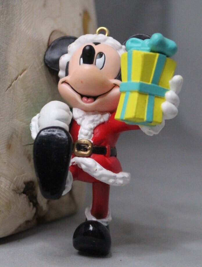 Primary image for Disney Christmas Magic Ornament Mickey Mouse Present Santa Claus Vintage