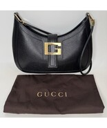 Vintage Gucci Black Leather Small Shoulder Bag Gold  - $11,239.92 MXN