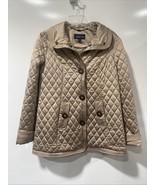 Jones New York Signature Womens Beige Quilted w/Brown Button Snaps Jacke... - $623.92 MXN