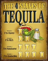 Tequila 4 Stages Liquor Jose Funny Humor Wall Bar Man Cave Decor Metal Tin Sign - £12.65 GBP